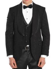 Black Jacquard tuxedo designer suit for men