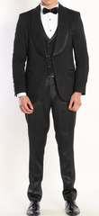 Black Jacquard tuxedo suits designer