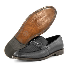 Black Leather Loafer Shoes for Men