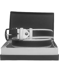 White & Navy or Black Colour Desing Genuine Leather Handmade Belt - 2 Alternative Colours Available