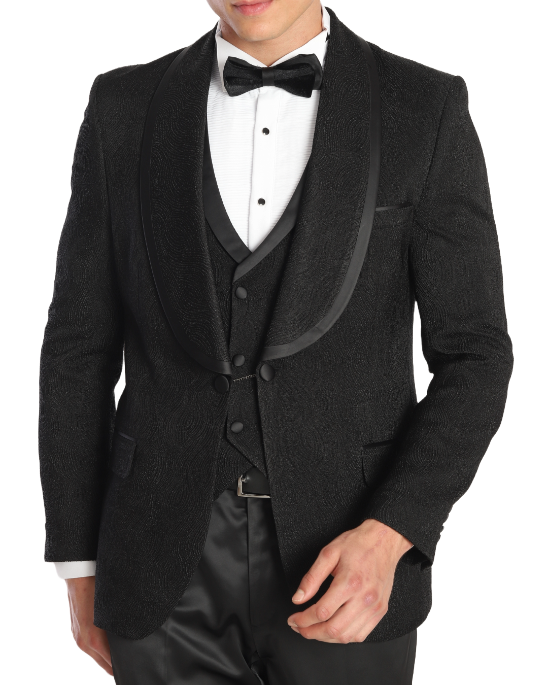 Black Jacquard tuxedo suits for men UK