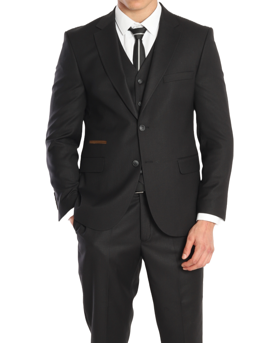 Mens Black three piece suits by designer