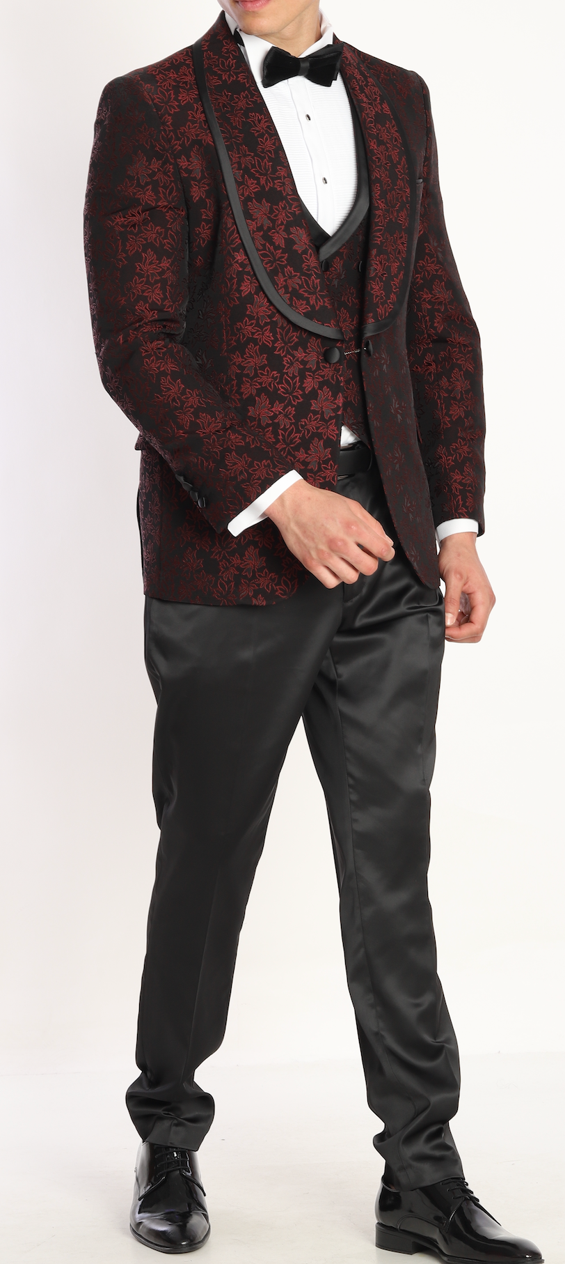 Burgundy Jacquard tuxedo suits
