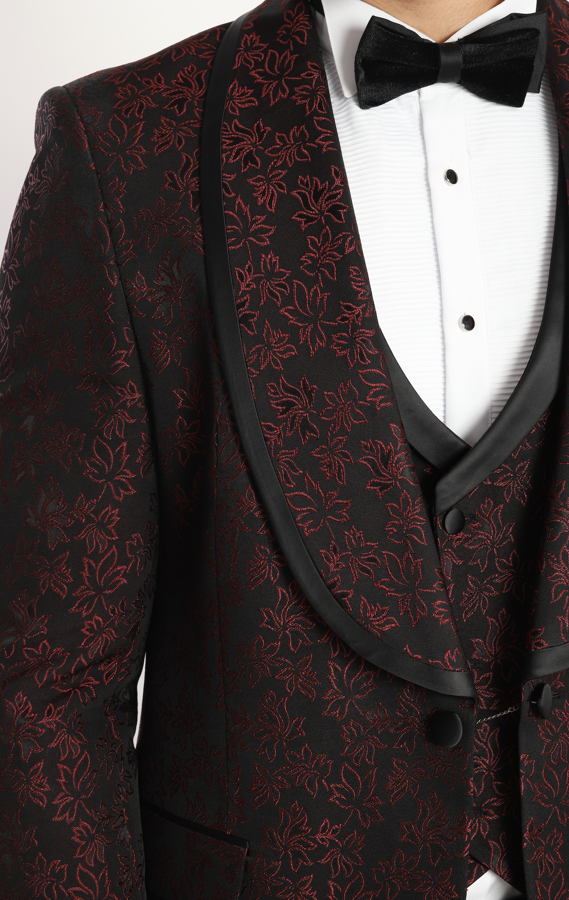 Burgundy Jacquard tuxedo suits UK