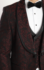 Burgundy Jacquard tuxedo suits UK
