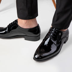Shinny Black Genuine Leather Shoe for Men