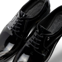 Men's Shinny Black Genuine Leather Shoe