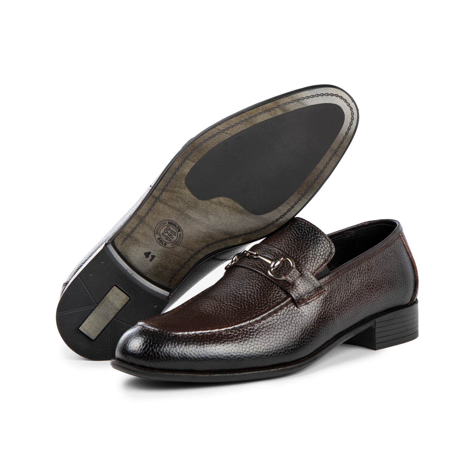 Brown leather loafer shoe for Men