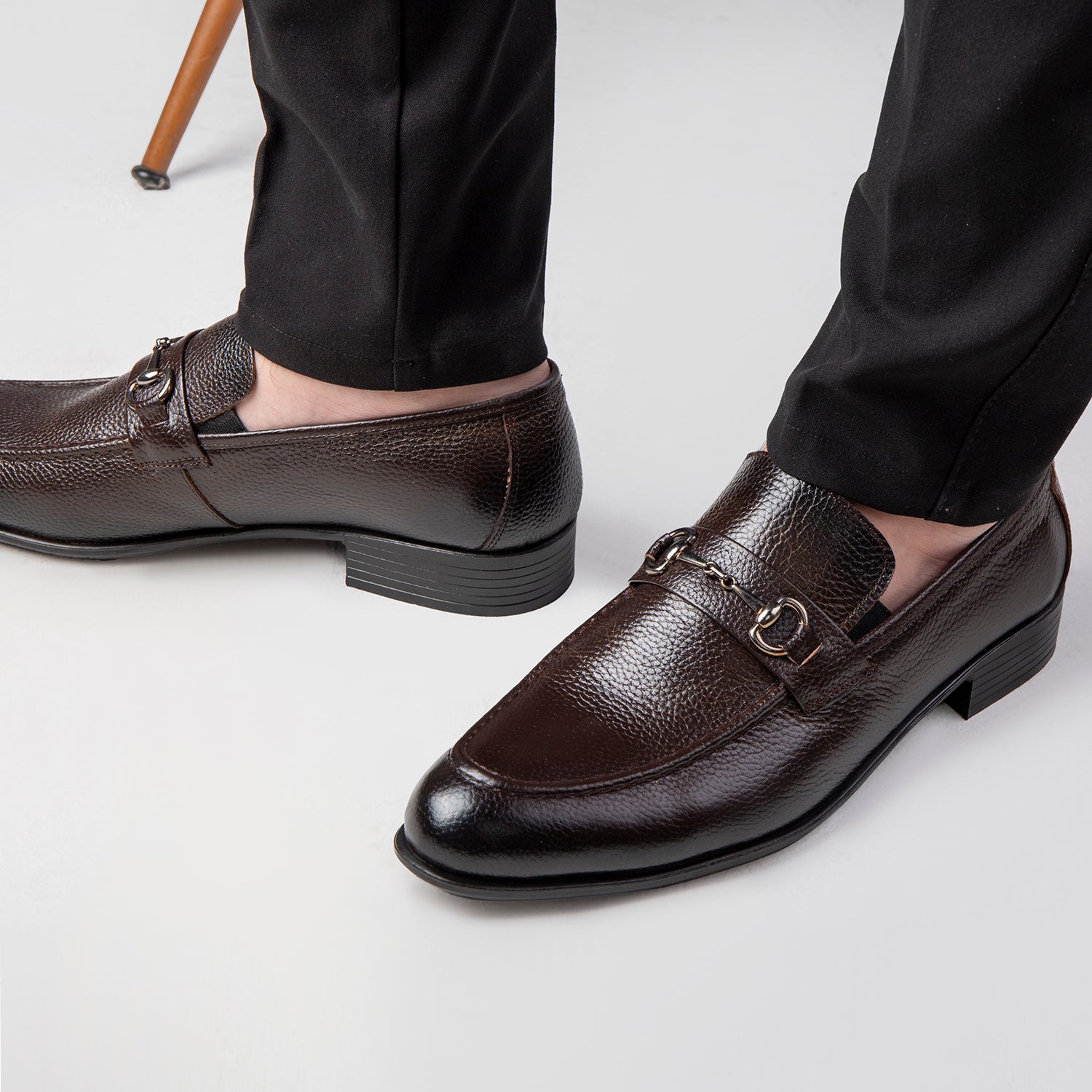 Brown leather loafers for Men
