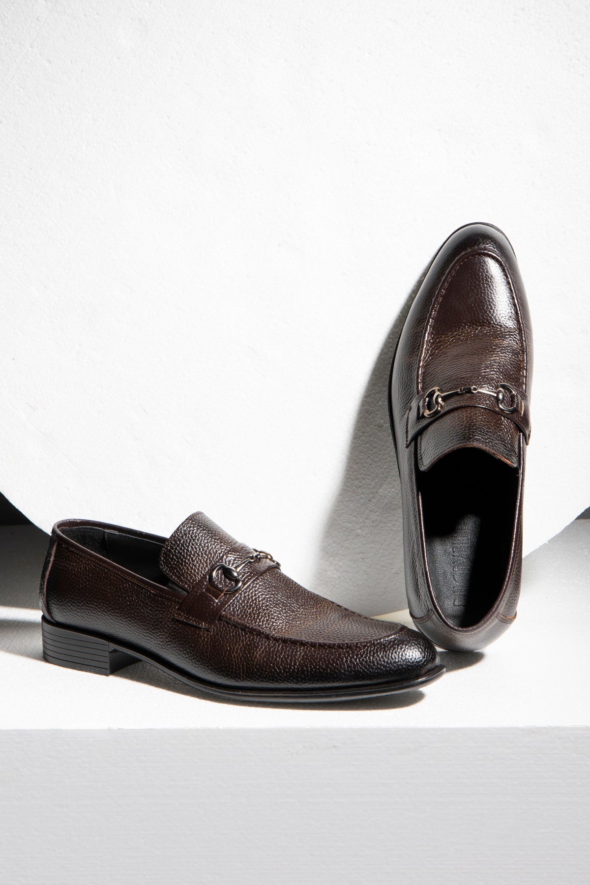 Brown leather loafers for Men