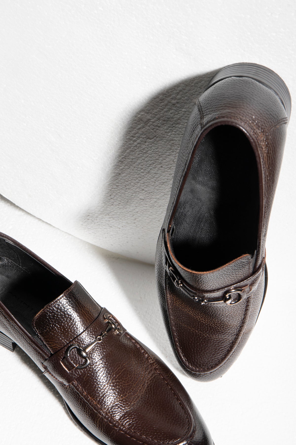 Brown leather loafers for Men