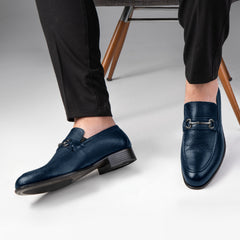 Navy blue leather shoes