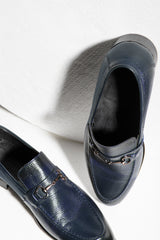 Pair of navy blue loafers for Men