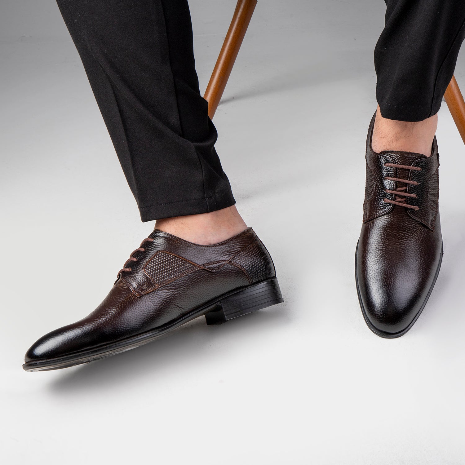 Brown leather dress shoes