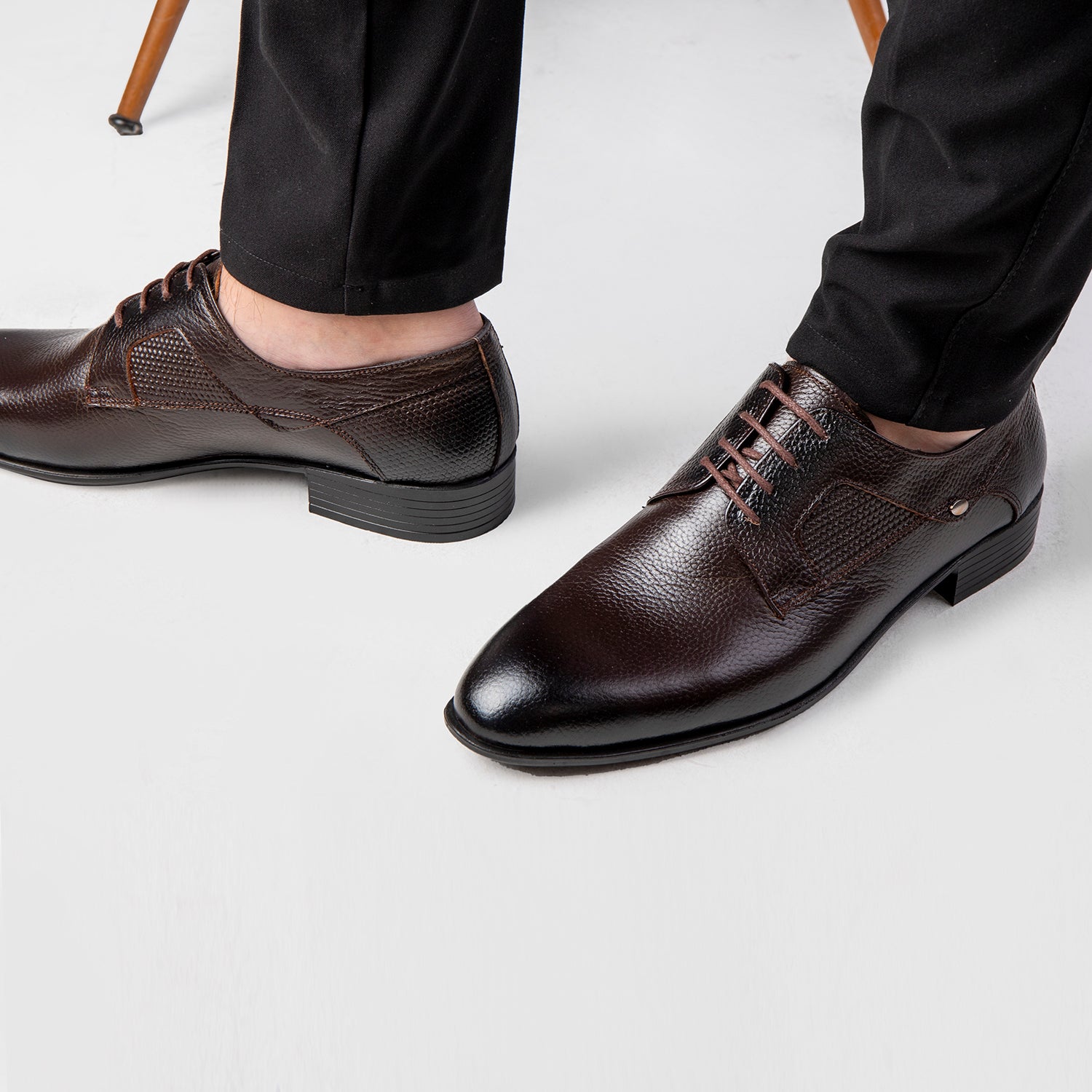 Brown leather dress shoes for Men