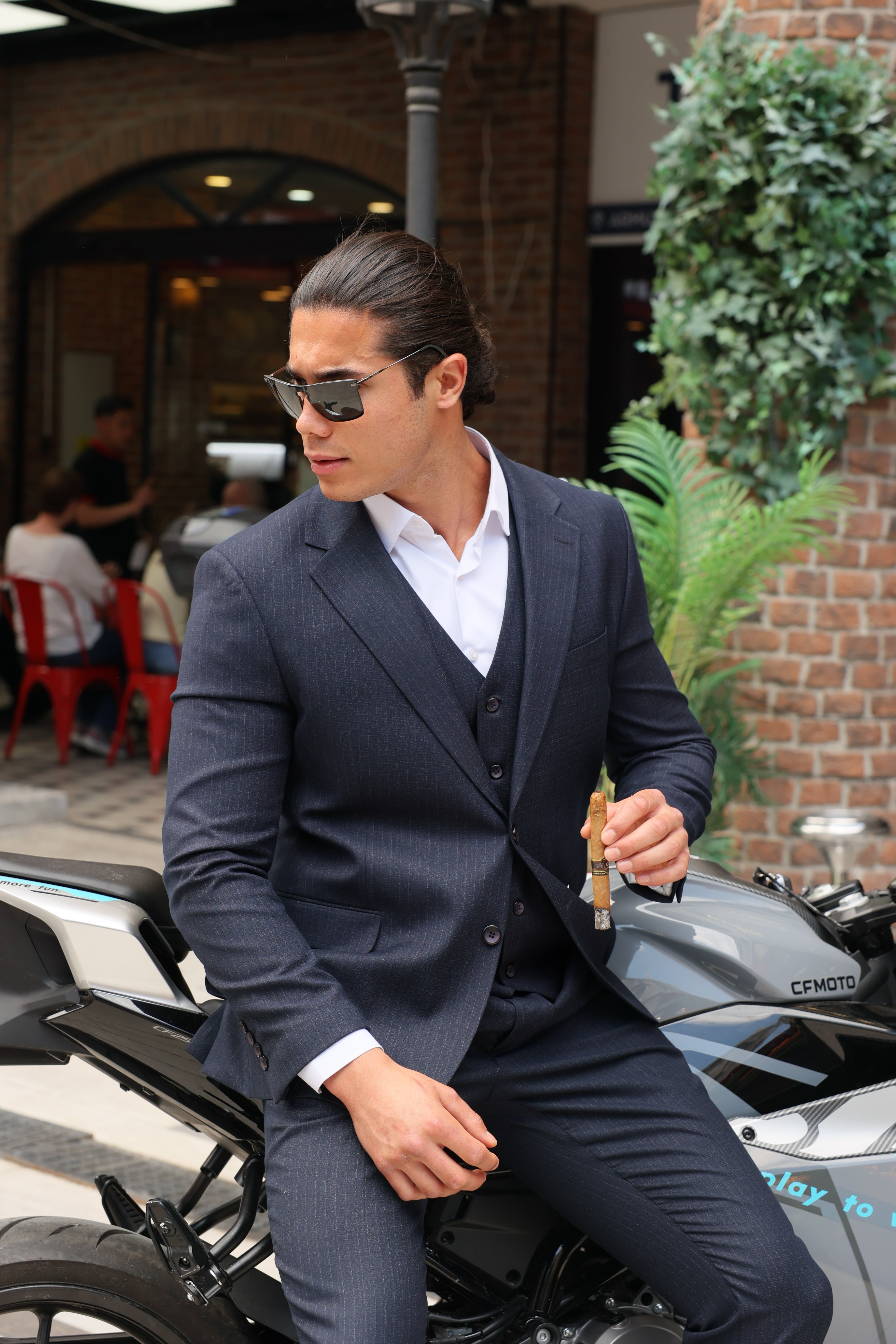 Blue Stripe Three-Piece Classic Suit