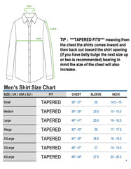 ICONIC LIBERTY Print Shirt for Men Shirt Size Chart by ECCA LONDON DESIGN