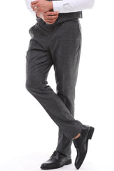 Charcoal Grey Plain Trouser for Men