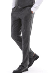 Charcoal Grey Plain Trouser for Men by ECCA LONDON
