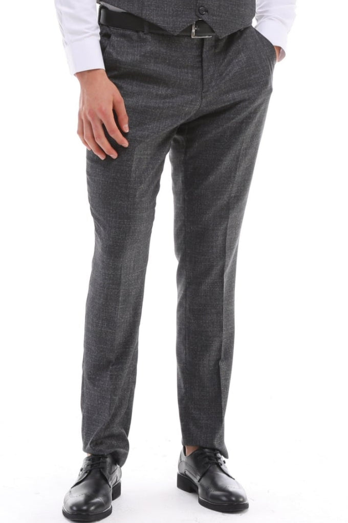 Men's Charcoal Grey Plain Trousers