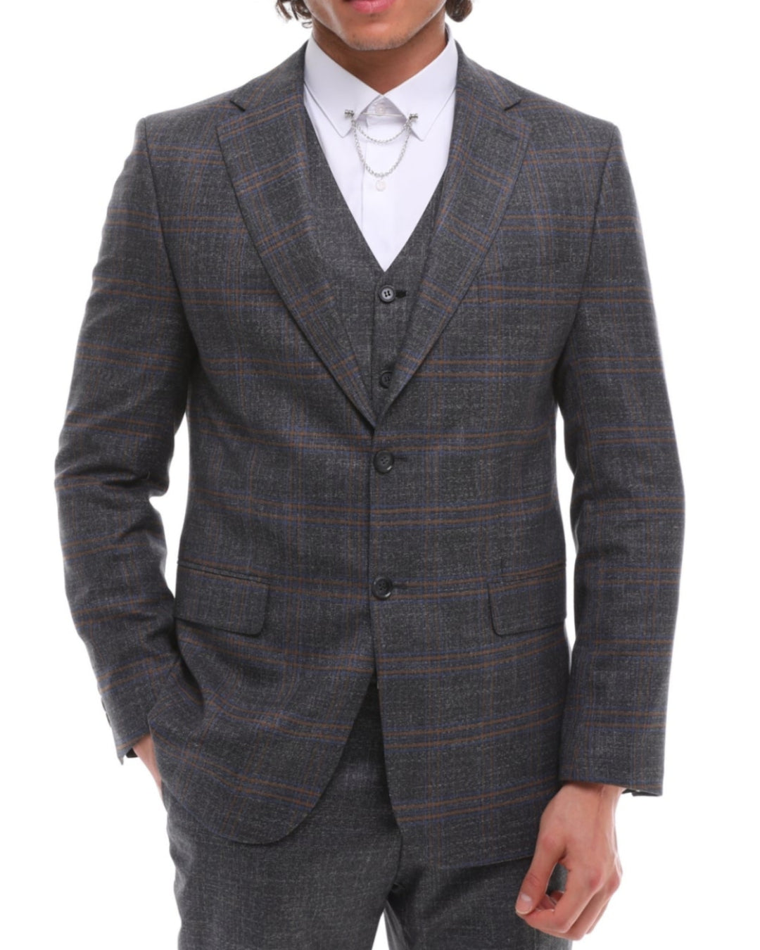 ICONIC HAYES - Dark Grey Plaid Blazer