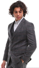 Dark Grey Plaid Blazer for Men