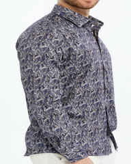 Mens blue patterned shirt 