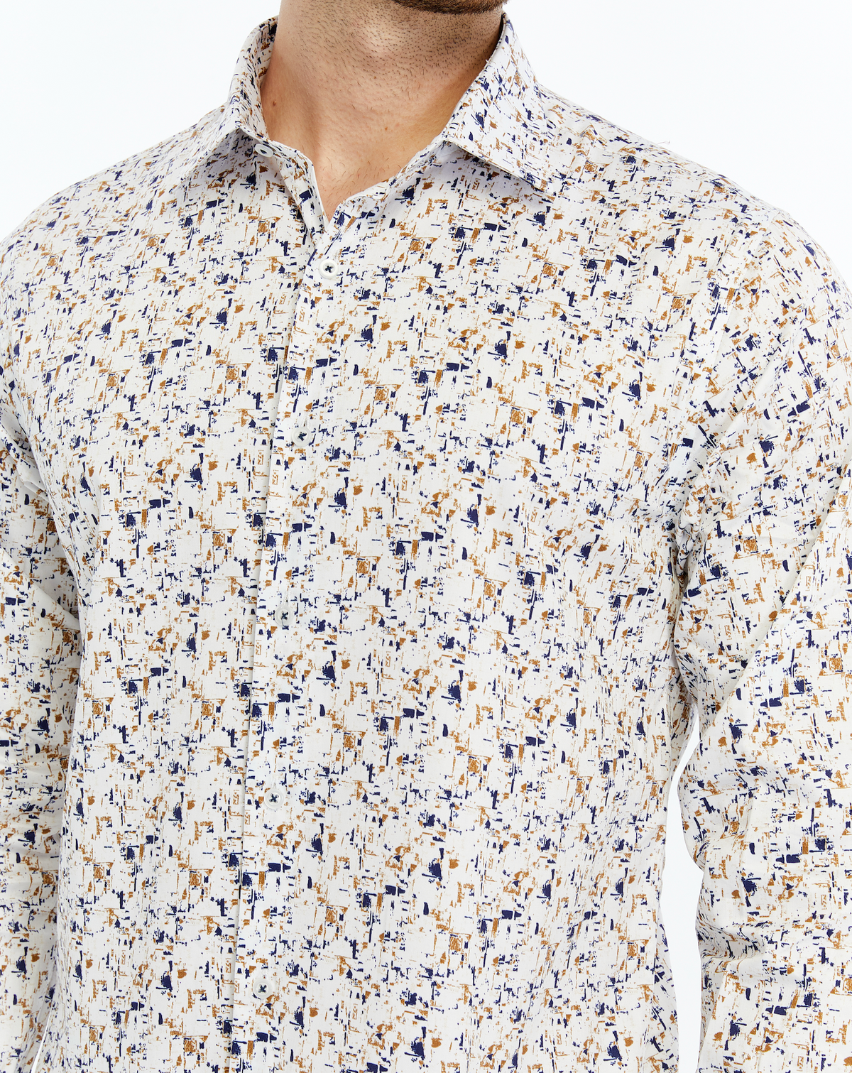 ICONIC LIBERTY Geo I – Men's Blue , Brown Geometric Print Cotton Shirt