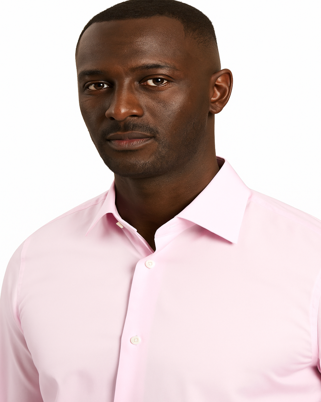 Man wearing a light pink dress shirt 