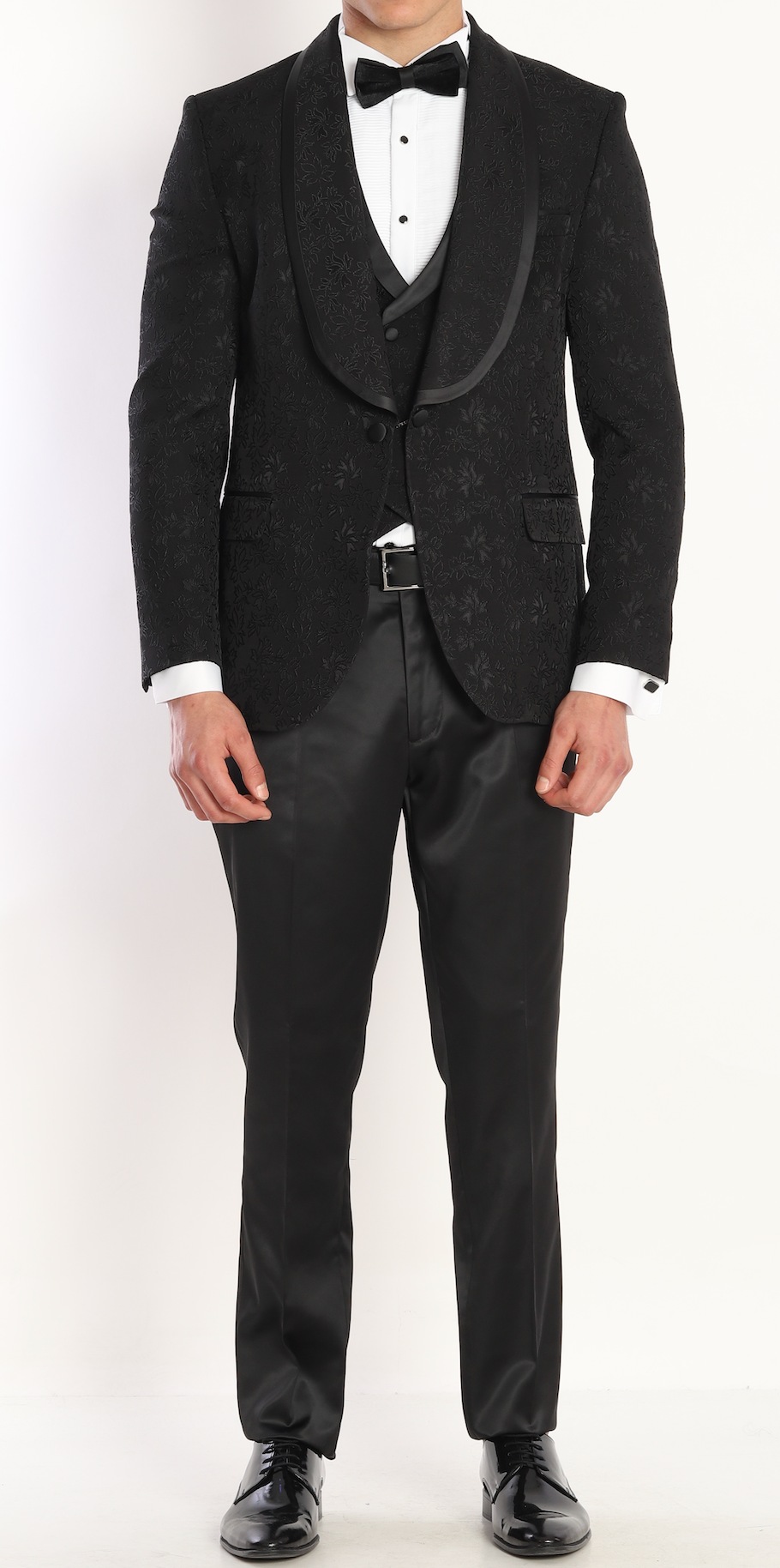 Black Jacquard tuxedo suit for men