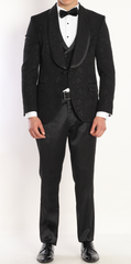 Black Jacquard tuxedo suit for men