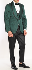 Green Jacquard tuxedo suits for men