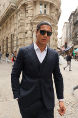 Blue Stripe Three-Piece Classic Suit