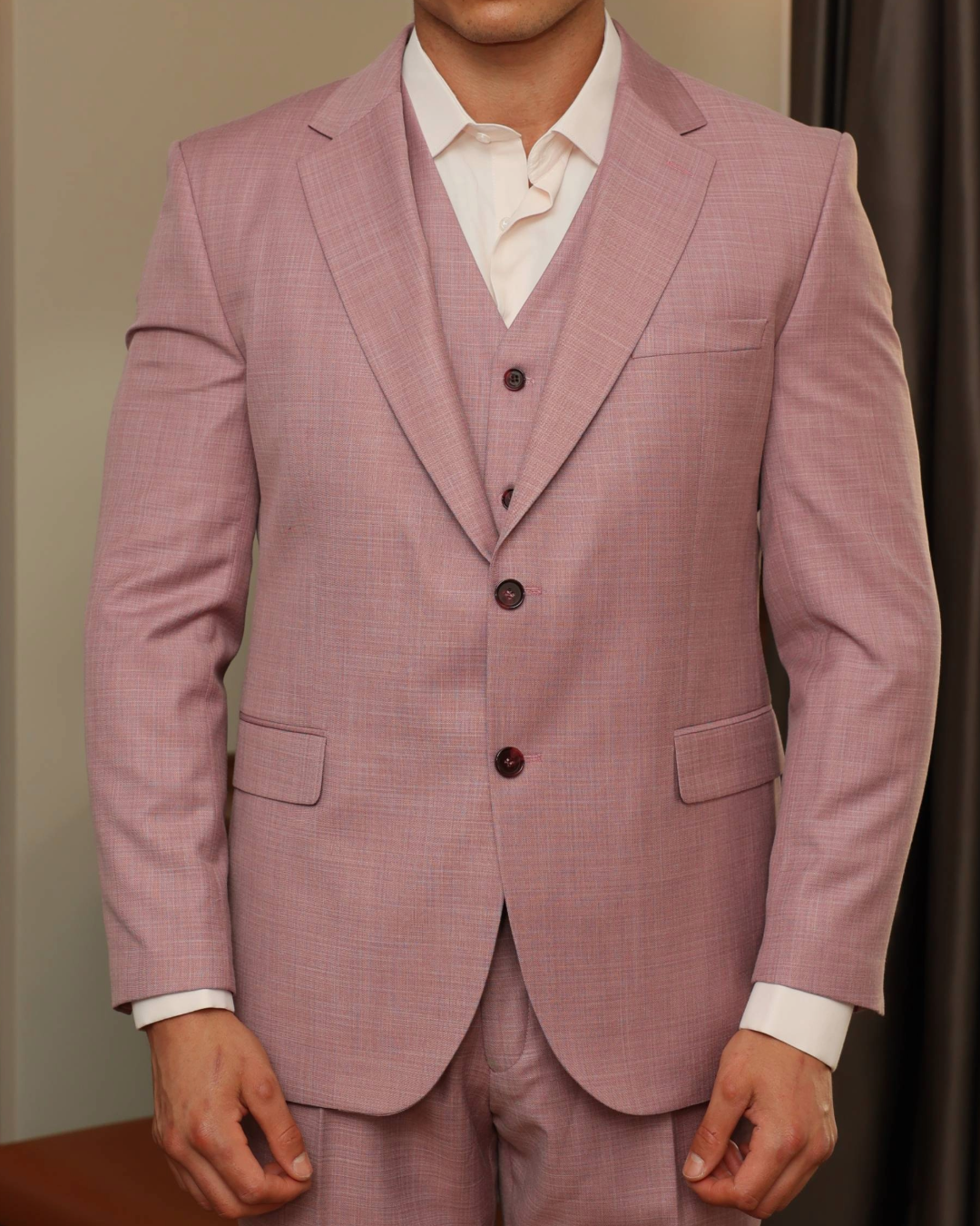 Cherry Three-Piece Suit for Men by ECCA LONDON