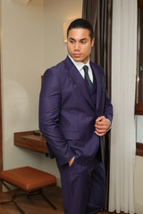 Men's Purple Three-Piece Classic Suit by ECCA LONDON