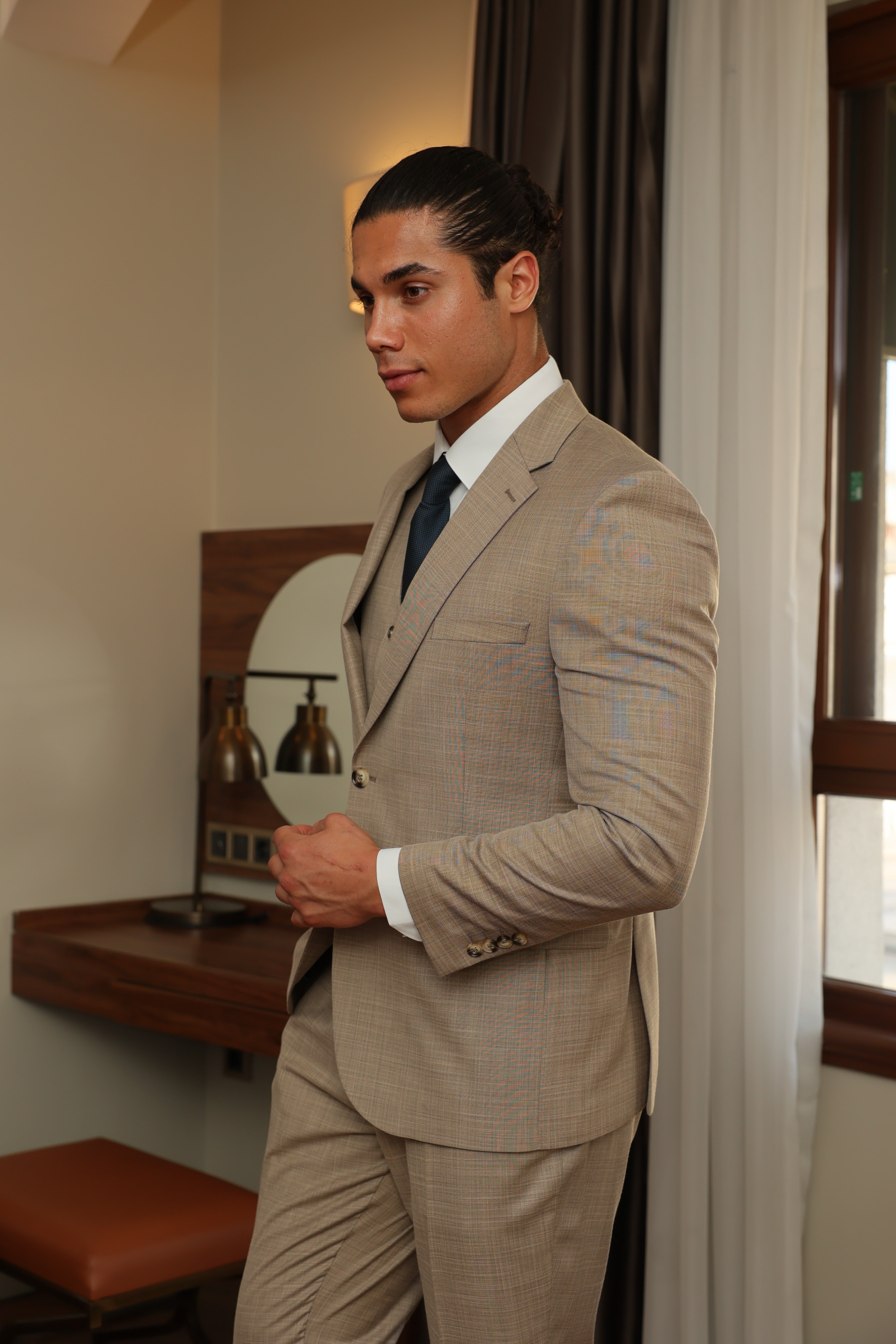 Beige Classic Suit for Men by ECCA LONDON