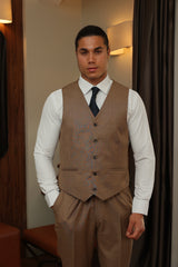 Brown Three-Piece Suit for Men