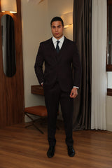 Burgundy Three-Piece Classic Suit for Men