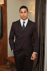 Three-Piece Burgundy Three-Piece Classic Suit for Men