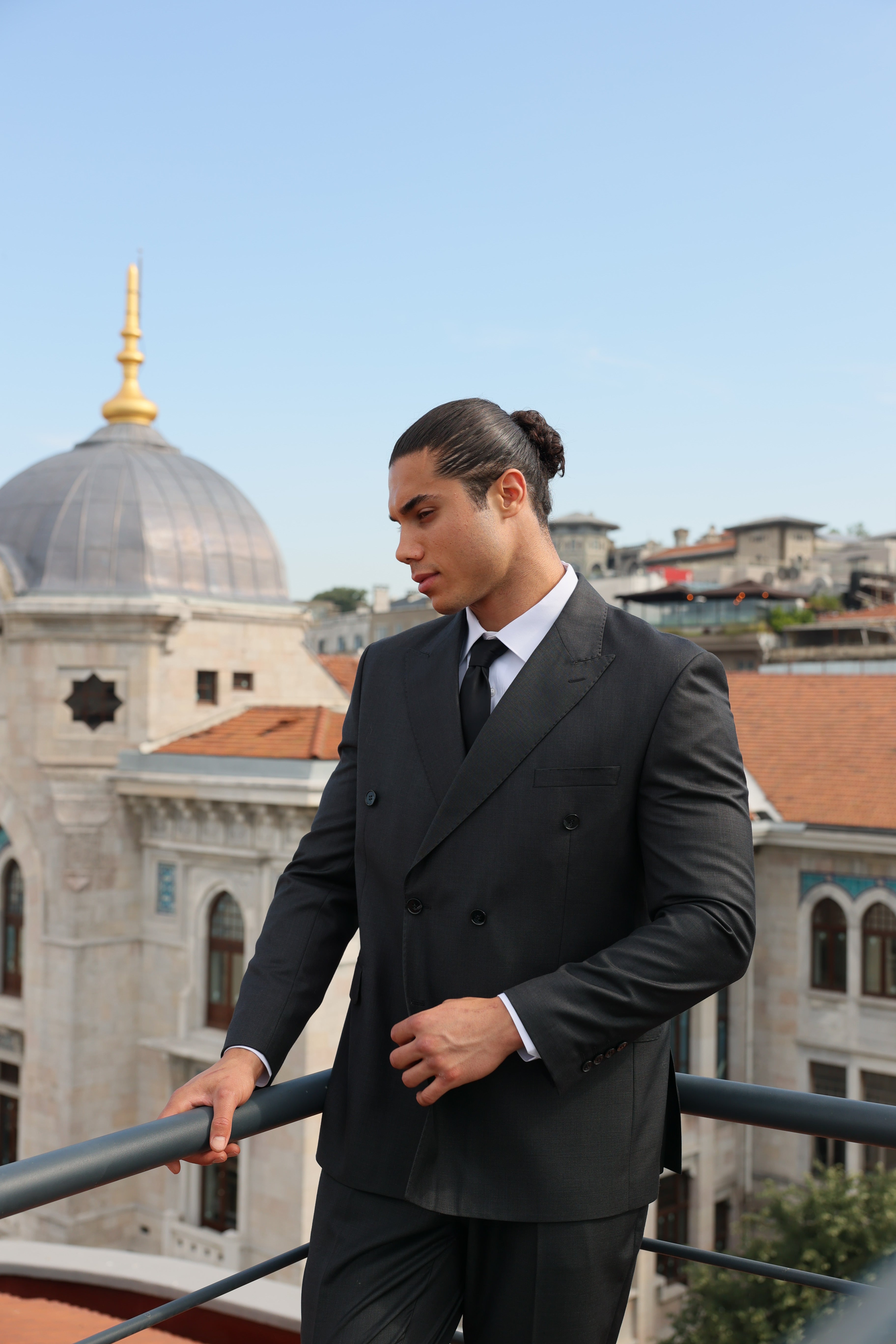 Charcoal Grey Double-Breasted Suit by ECCA LONDON