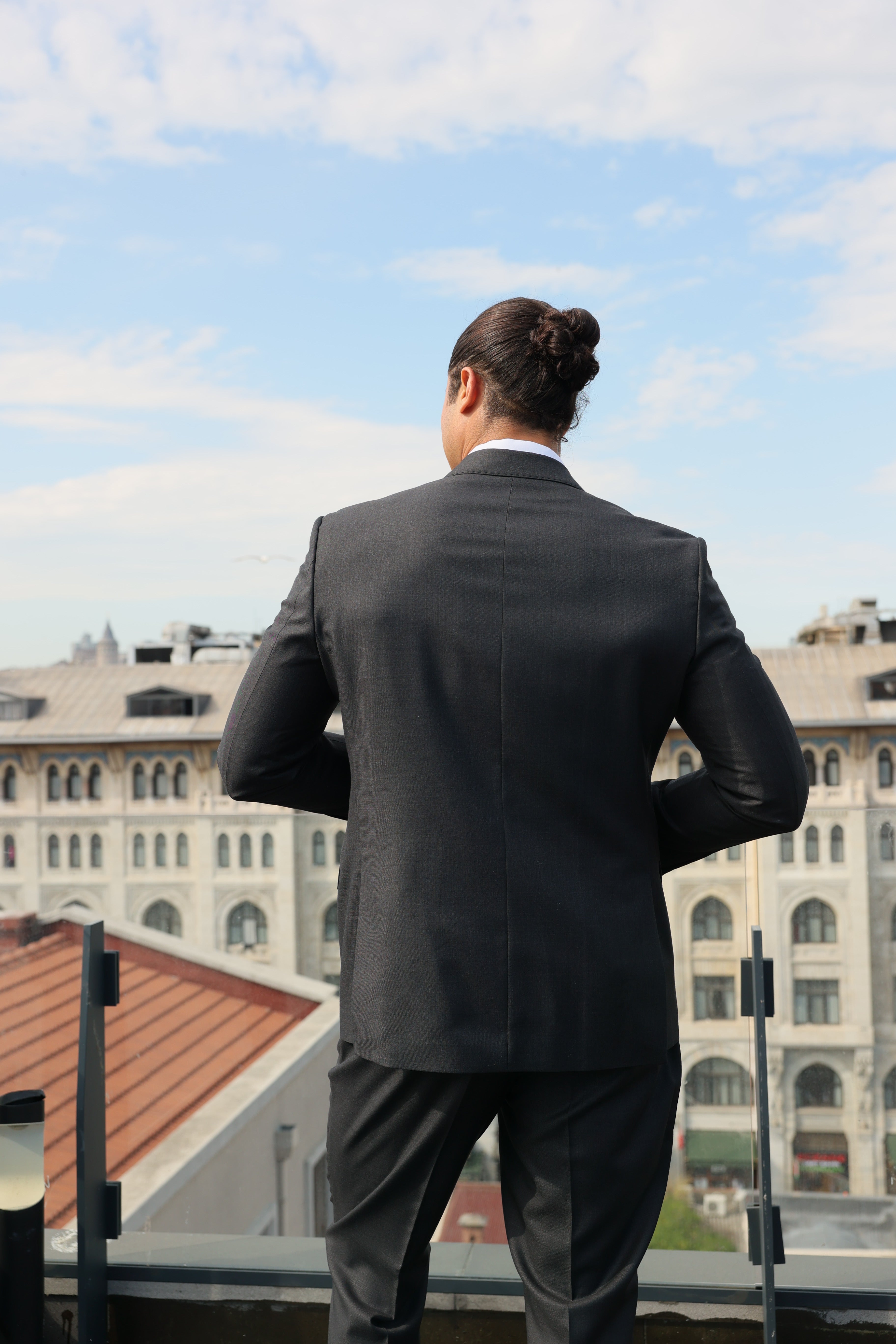 Men's Charcoal Grey Double-Breasted Suit