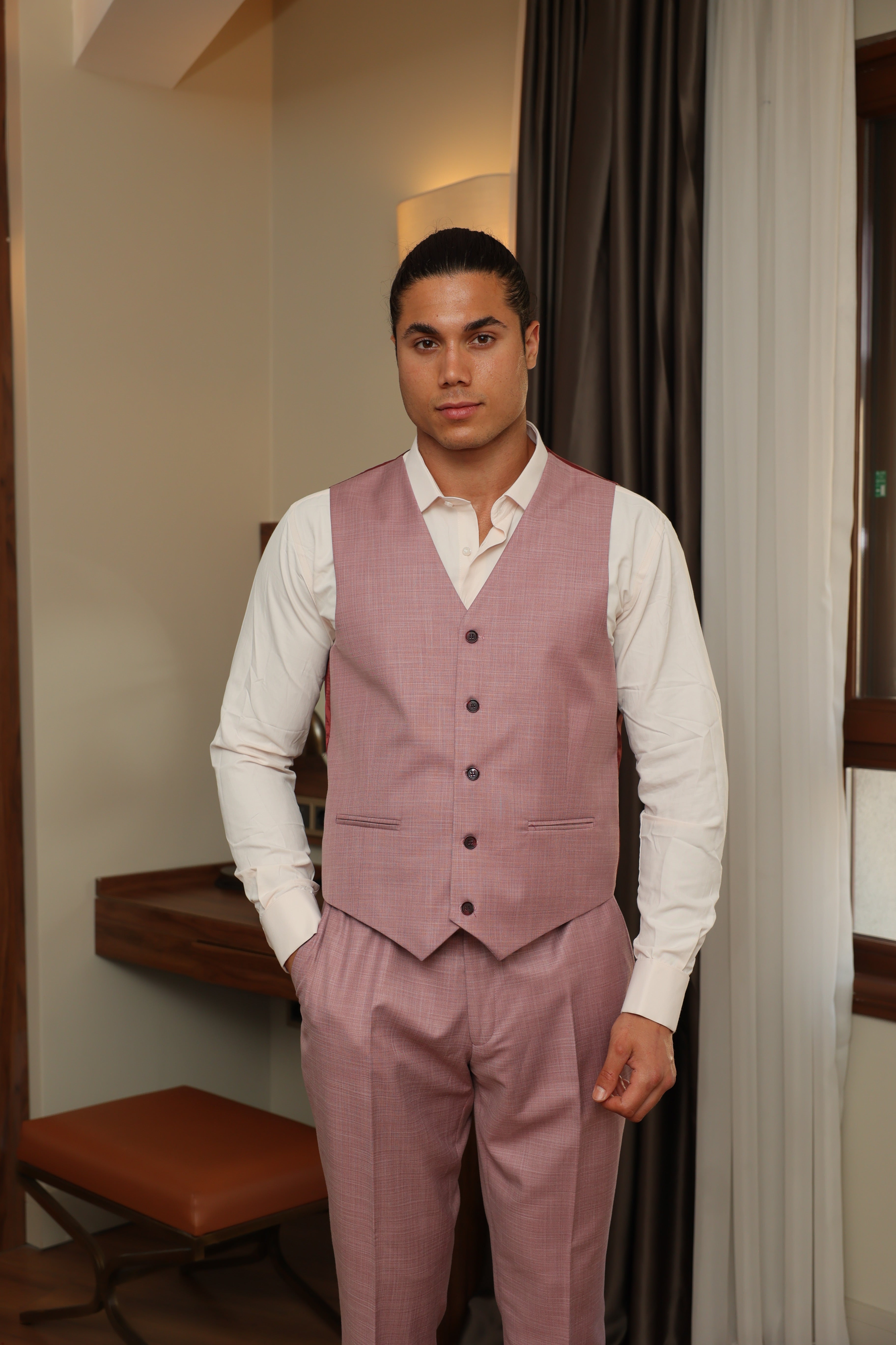 Office Three-Piece Cherry Suit by ECCA LONDON