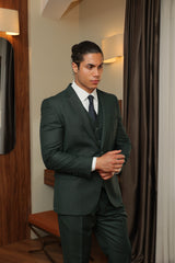 Green Three-Piece Suit for Men by ECCA LONDON