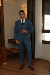 Three-Piece Aqua-Blue Suit by ECCA LONDON