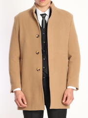 Men's Tan Long Designer Overcoats