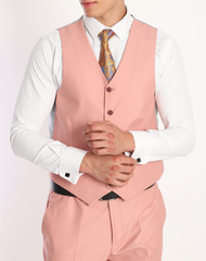 Mens Pink three-piece suit with a notch lapel, jacket