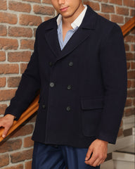 Men's Navy Double-Breasted Overcoats
