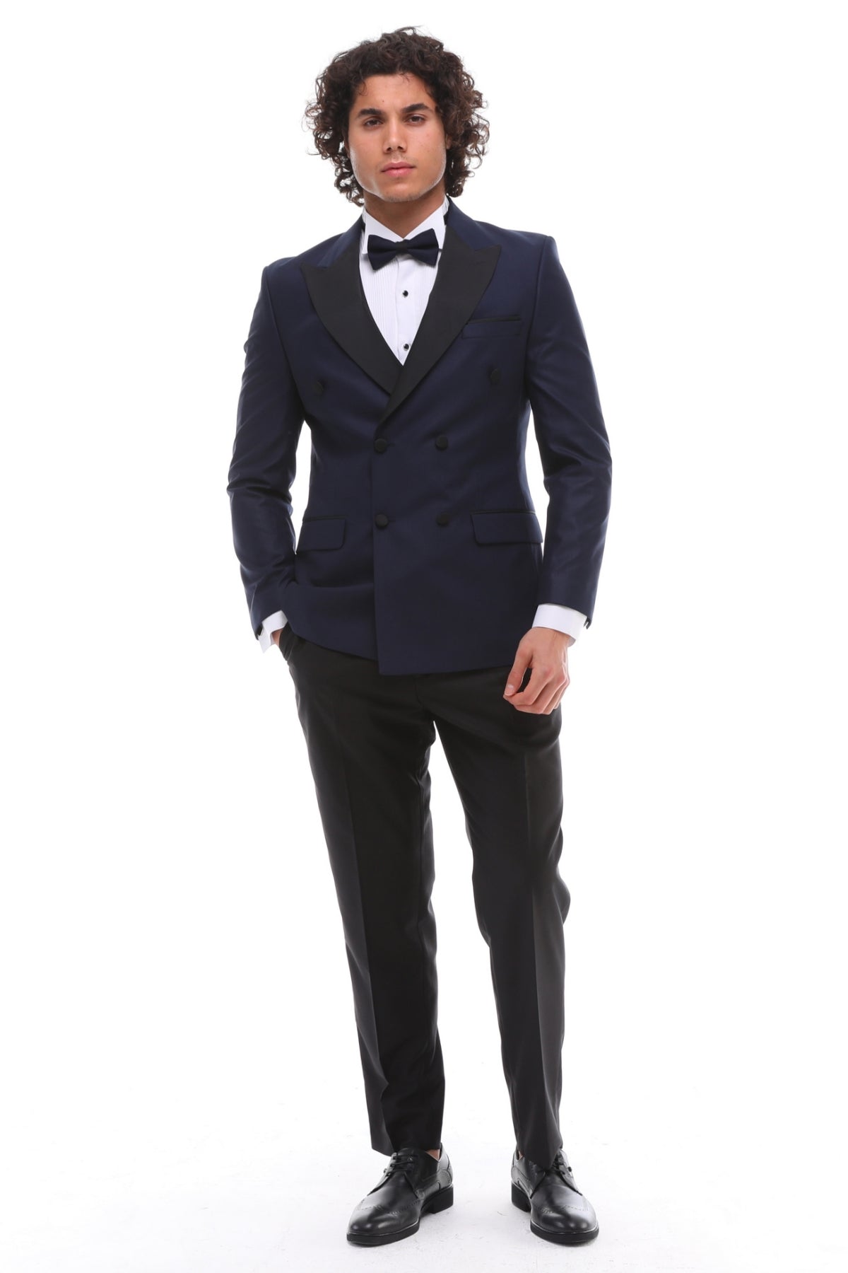 Navy Double Breasted Suit for Men- Navy & Black Tuxedo