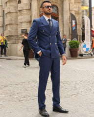 Royal Blue Double-Breasted Designer Suit by ECCA LONDON