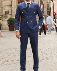 Royal Blue Double-Breasted Suit for Men by ECCA LONDON